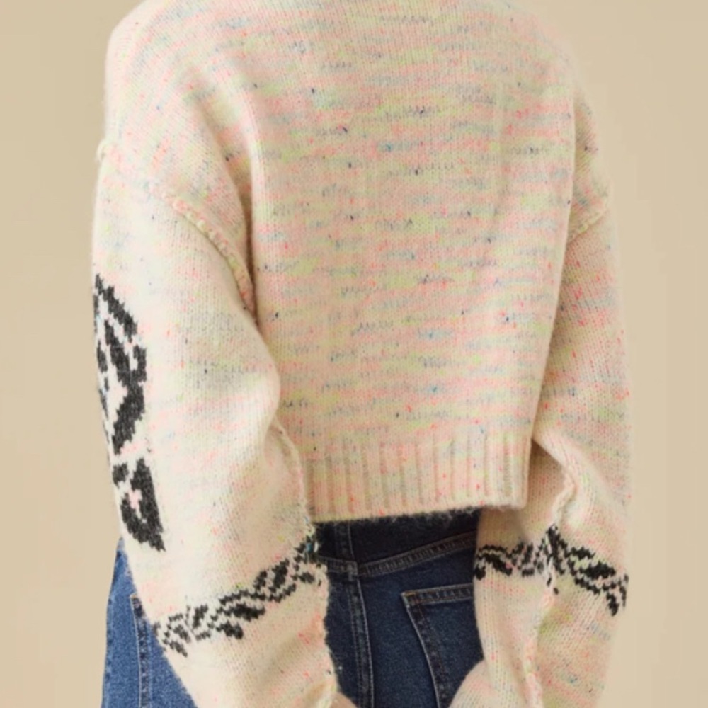 Altar'd State Size M Multicolor Speckle Abstract Flower Print Sweater/Crew Neck - Picture 2 of 6